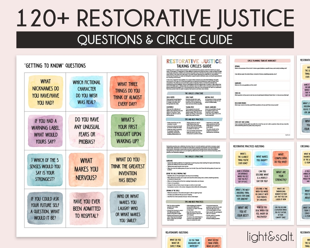 Restorative Justice Circle Questions And Prompts School Counselor School Psychologist Social Worker Class Management SEL Growth Mindset Etsy Restorative Justice Circle Questions And Prompts School Counselor School Psychologist Social Worker Class Management SEL Growth Mindset Etsy