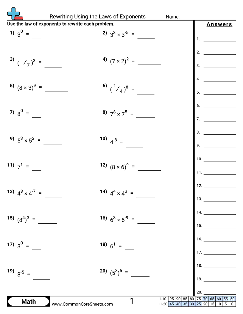 Exponents Printable Worksheets 8th Grade Exponents Printable Worksheets 8th Grade