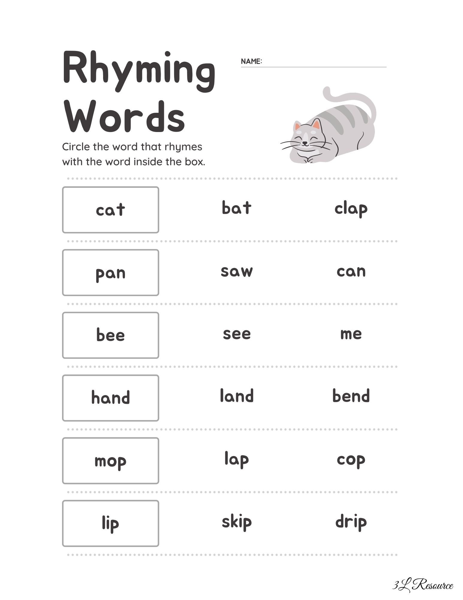 Printable Rhyming Words Worksheets For Kindergarten Printable Rhyming Words Worksheets For Kindergarten