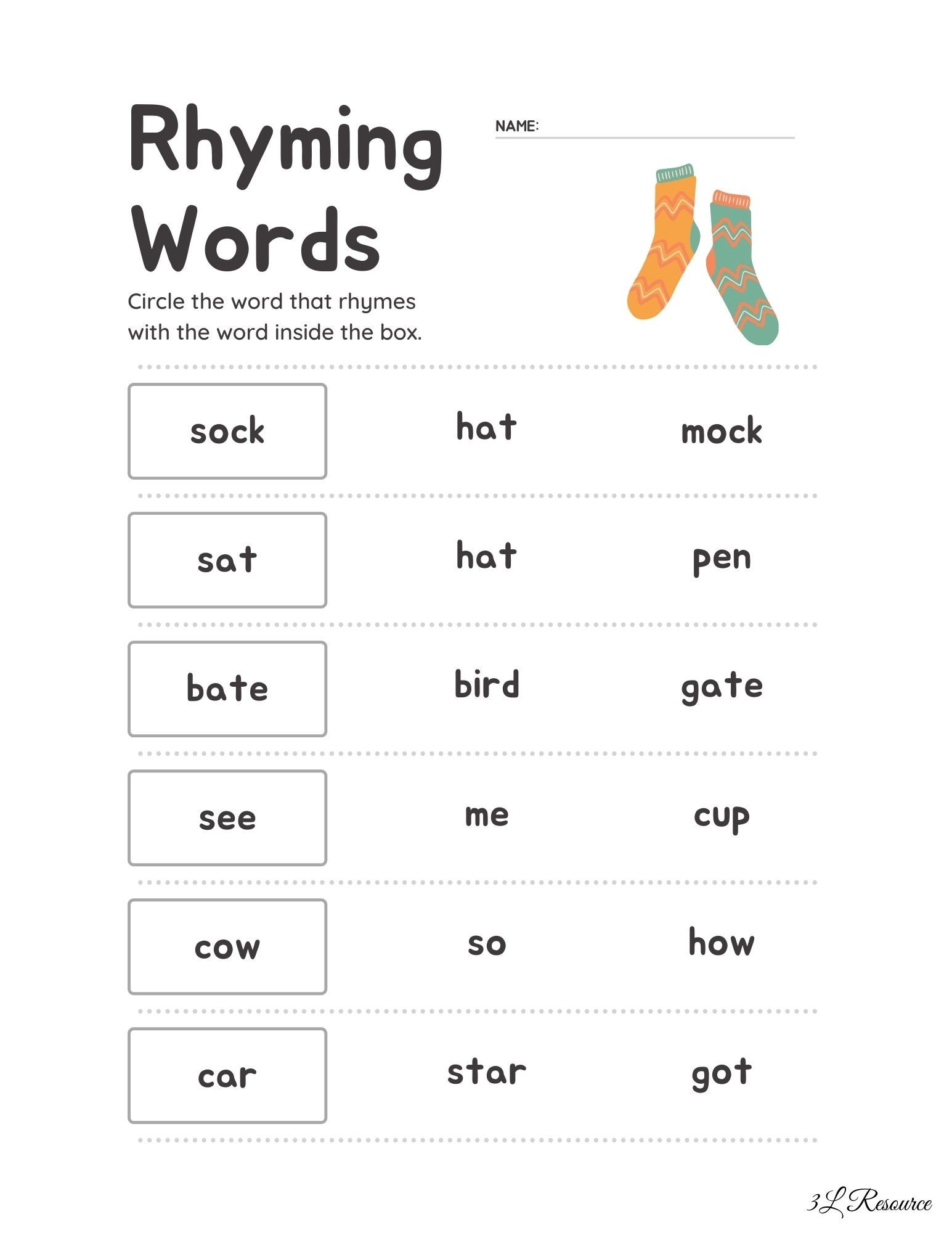 Rhyming Words Worksheets Kindergarten First Grade Etsy Rhyming Words Worksheets Kindergarten First Grade Etsy