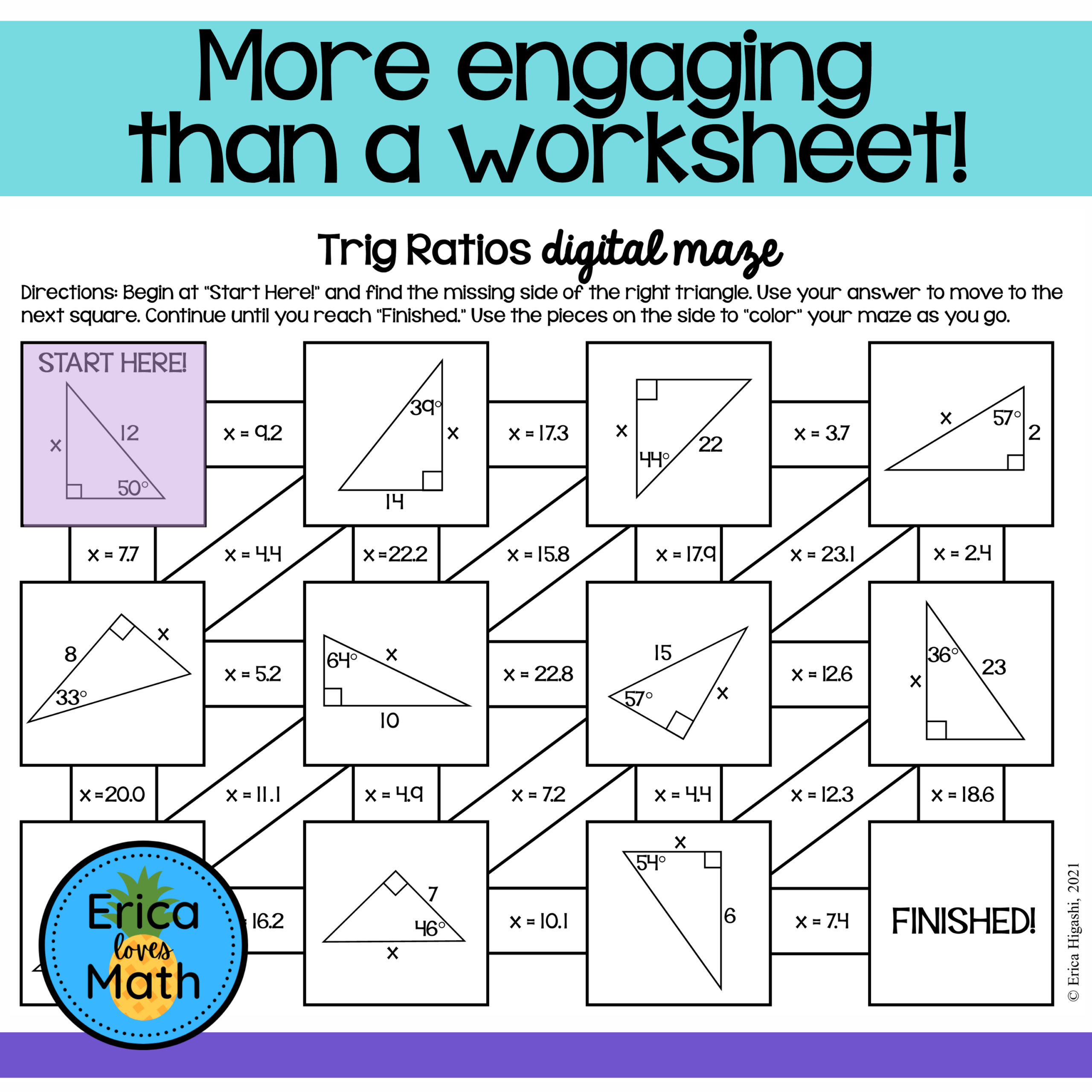 Right Triangle Trig Ratios Digital Activity Maze Classful
