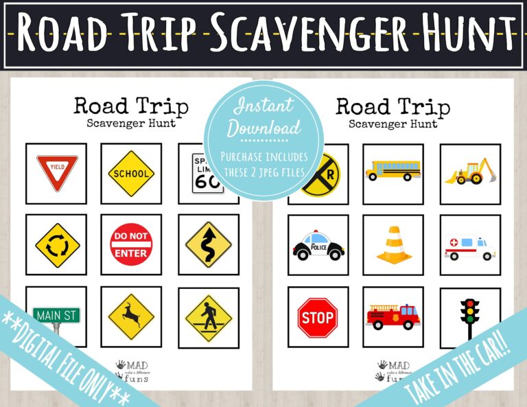 Road Trip Scavenger Hunt Printable Activity Busy Binder Worksheet INSTANT DOWNLOAD Toddler Preschool Kindergarten Road Signs Car Search Etsy