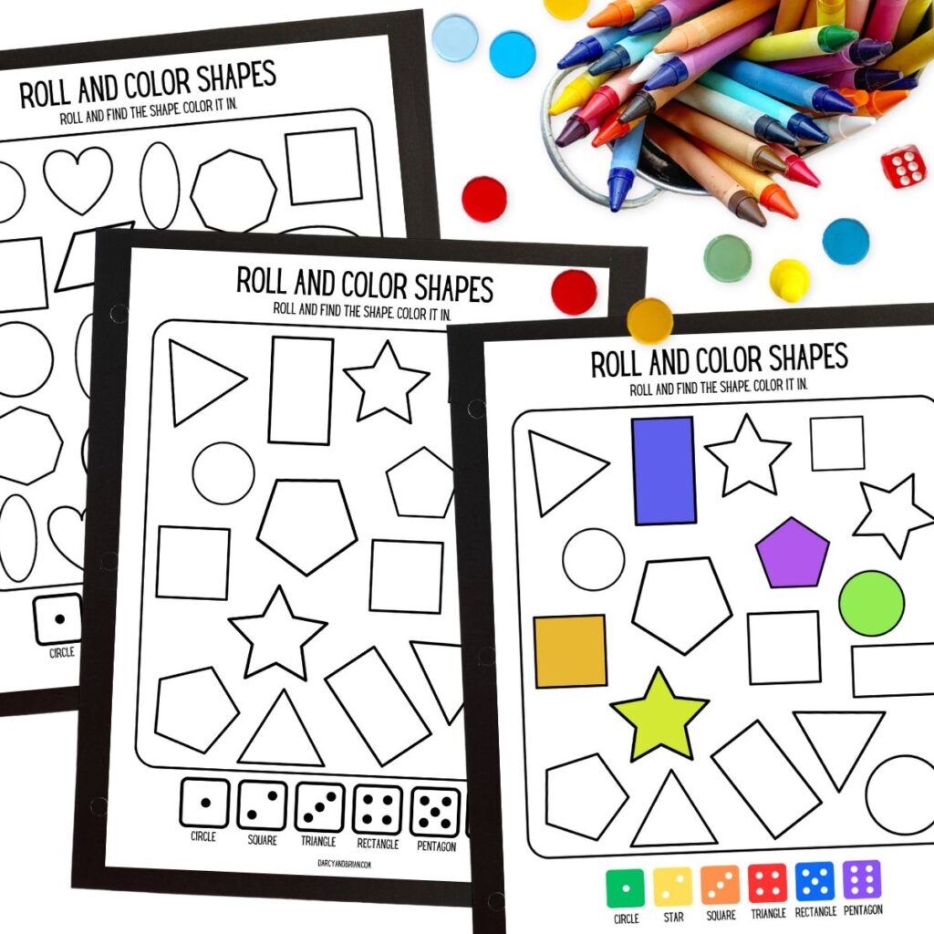 Roll And Color Shapes Fun Printable Math Activity For Preschoolers