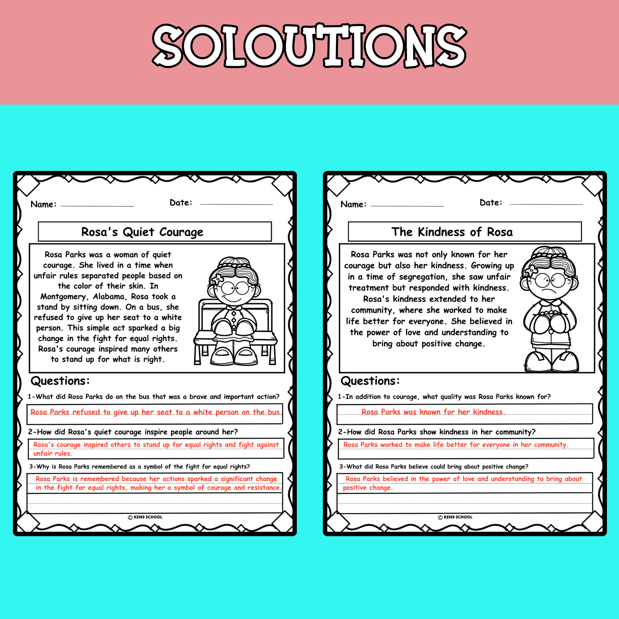 Rosa Parks Reading Comprehension Passages And Questions Black History Month