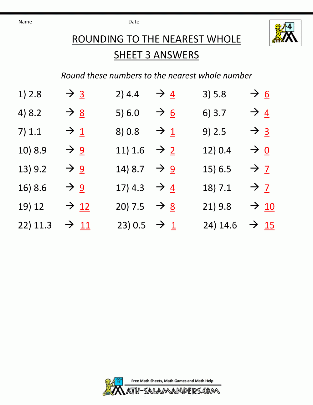 Rounding Decimals To The Nearest Whole Rounding Decimals To The Nearest Whole