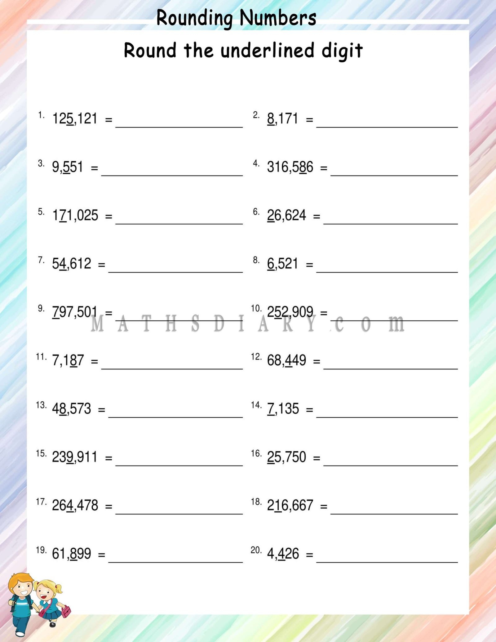Rounding Numbers Math Worksheets MathsDiary Rounding Numbers Math Worksheets MathsDiary