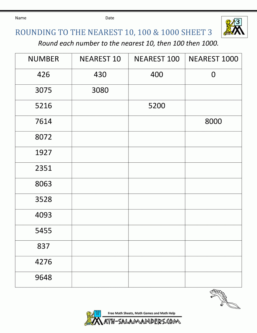 Rounding To The Nearest 1000 Worksheets Rounding To The Nearest 1000 Worksheets