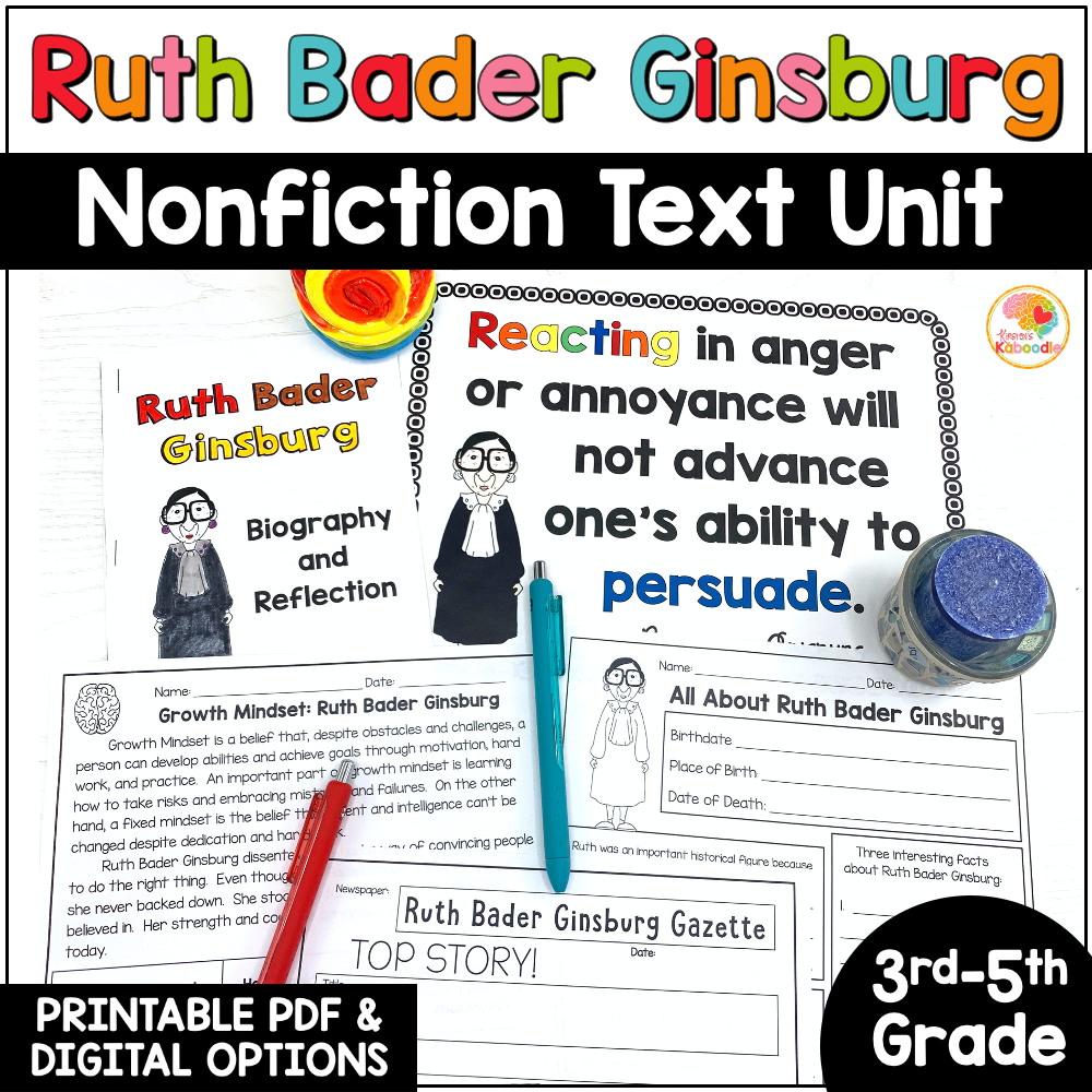 Ruth Bader Ginsburg Worksheets Nonfiction Biography Text Unit Ruth Bader Ginsburg Worksheets Nonfiction Biography Text Unit