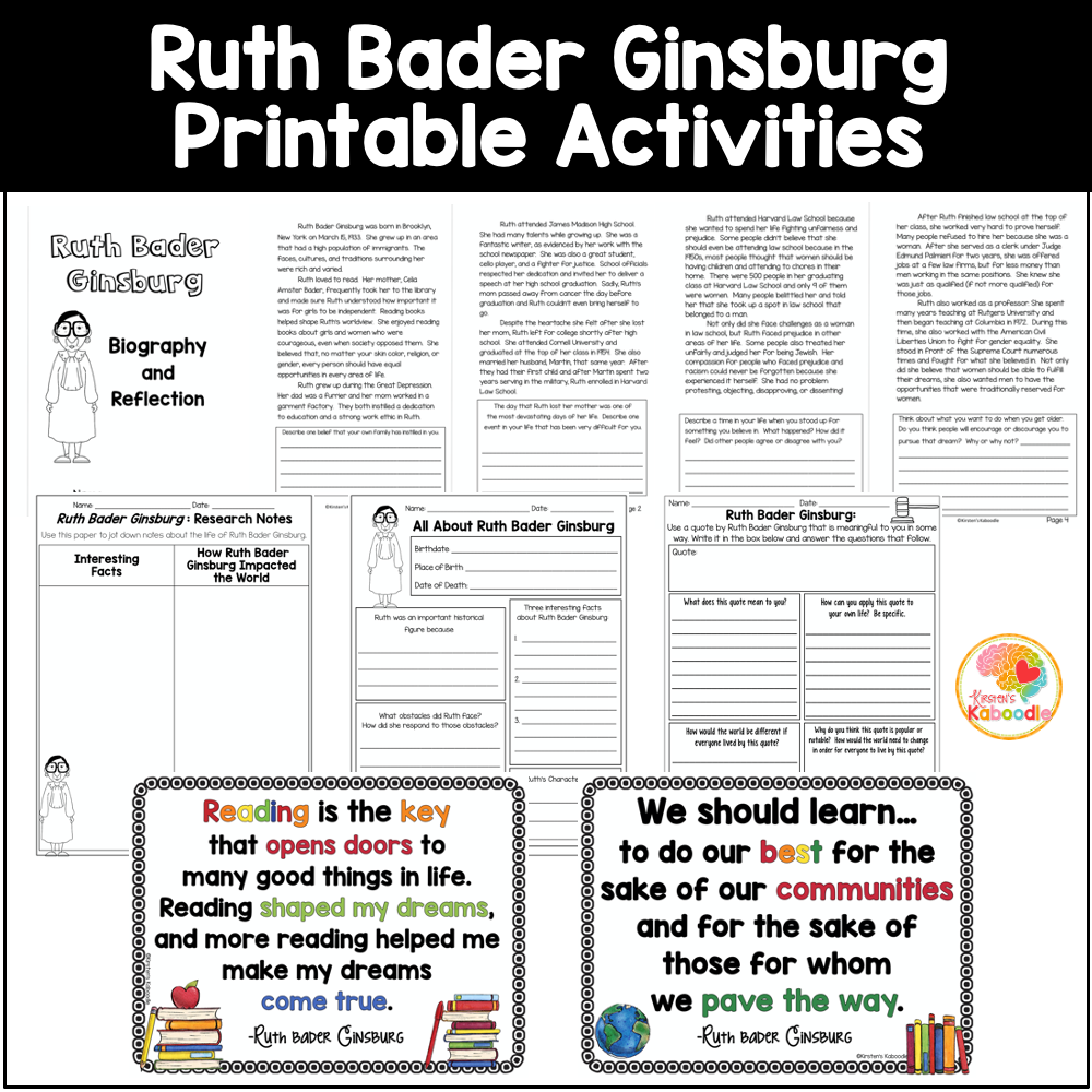 Ruth Bader Ginsburg Worksheets Nonfiction Biography Text Unit Ruth Bader Ginsburg Worksheets Nonfiction Biography Text Unit