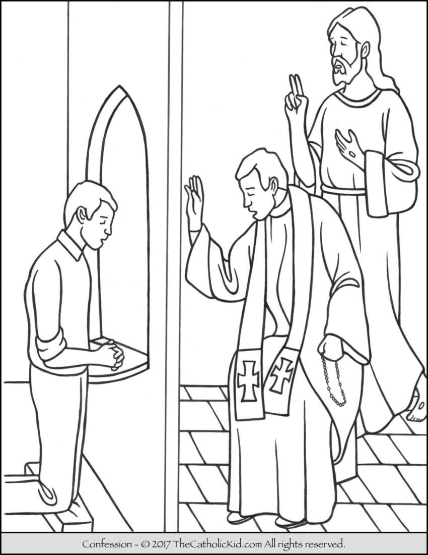 Sacrament Of Confession Coloring Page TheCatholicKid
