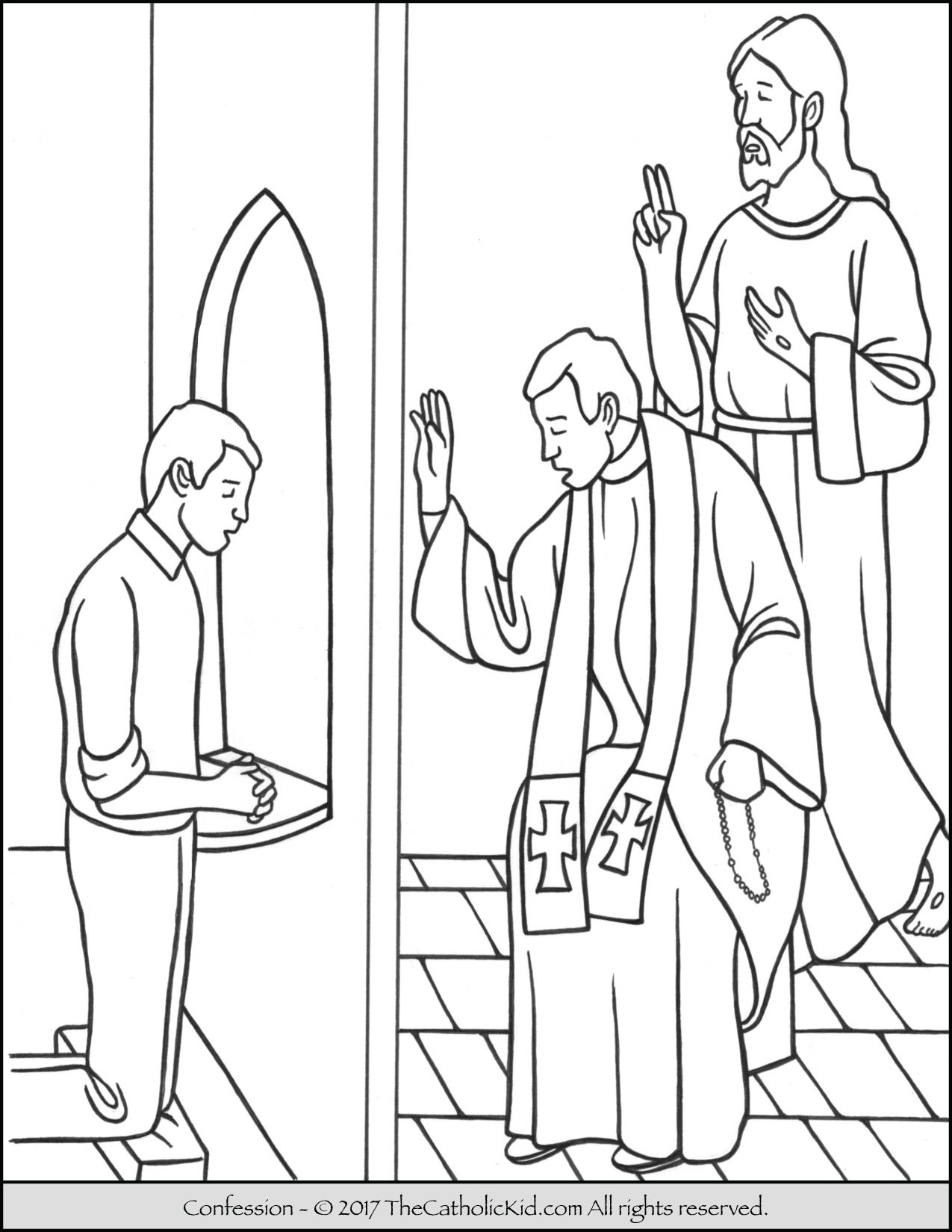 Sacrament Of Confession Coloring Page TheCatholicKid