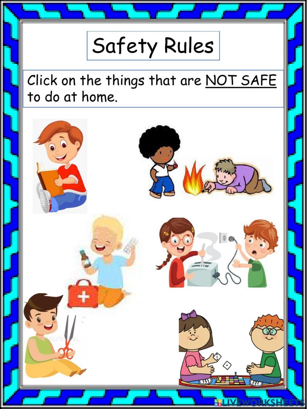 Safety Rules Interactive Activity Worksheets Library