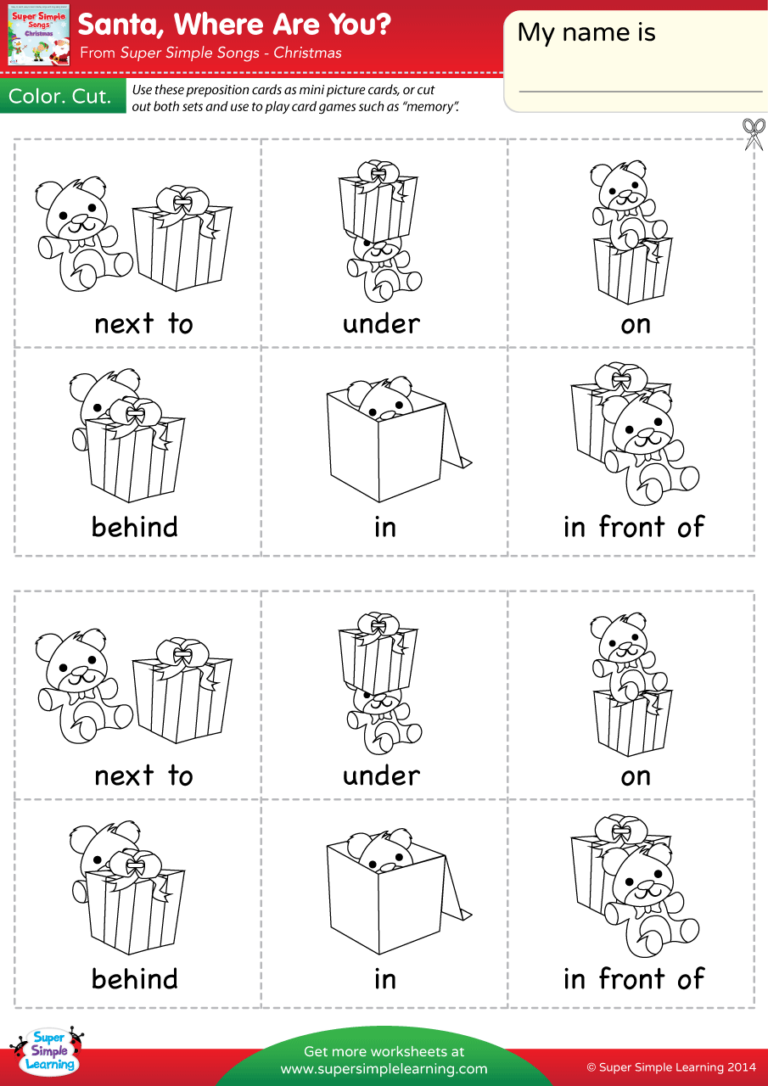Santa Where Are You Worksheet Prepositions Of Place Super Simple