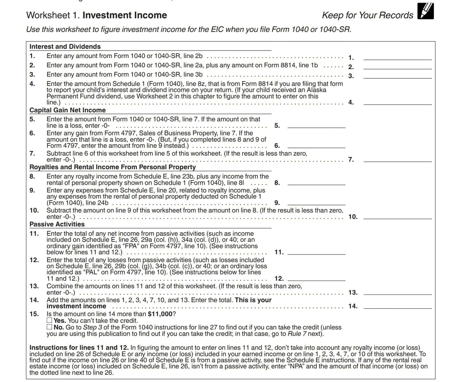 Schedule EIC Instructions Claiming The Earned Income Credit