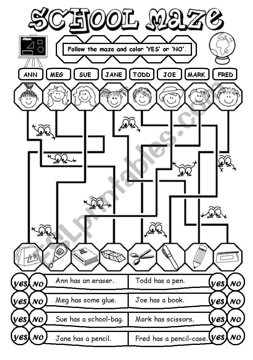School Maze ESL Worksheet By Gabitza School Maze ESL Worksheet By Gabitza