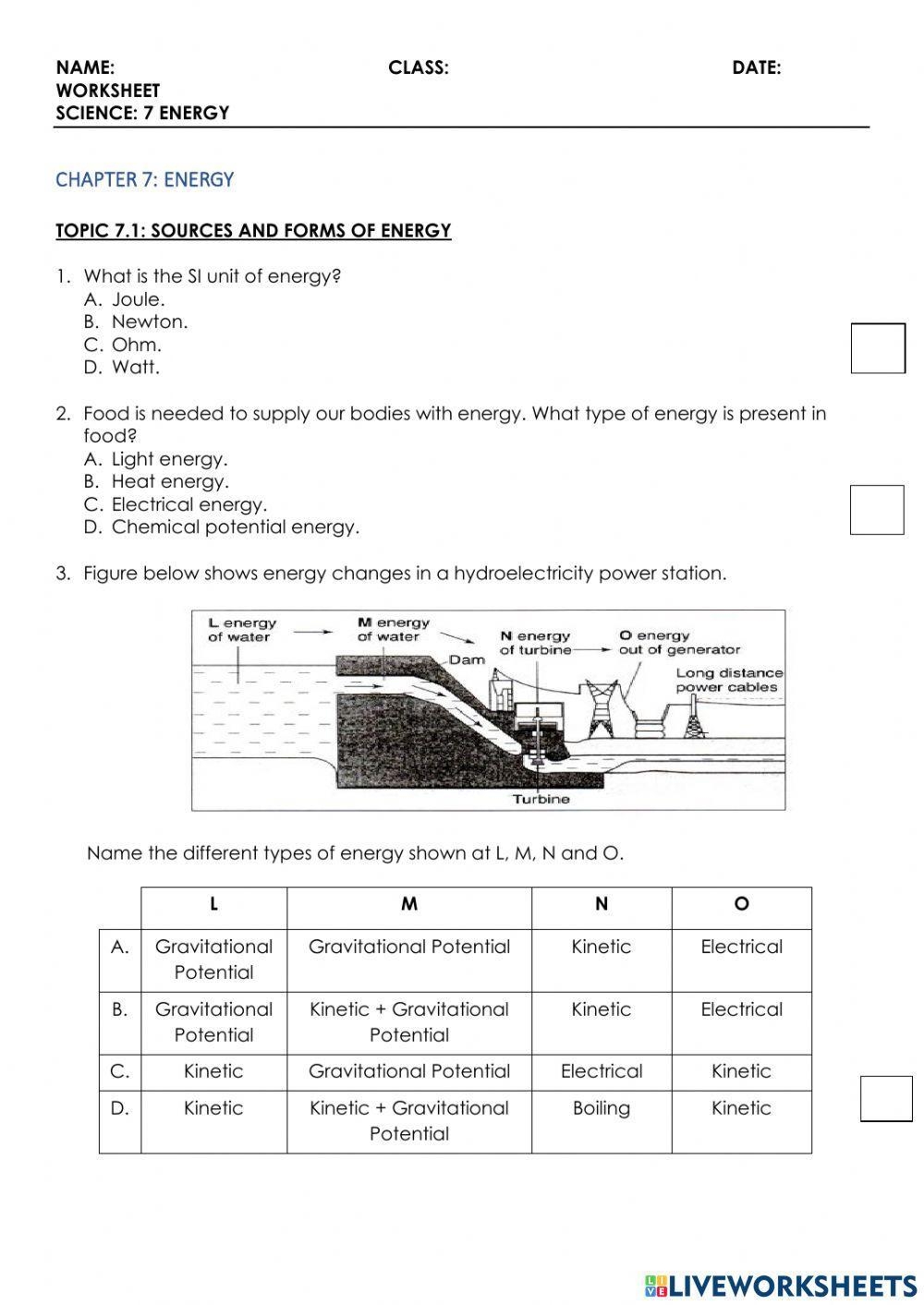 Science Worksheets 7th Grade Printables