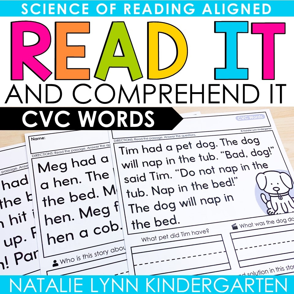 Kindergarten Cvc Reading Comprehension Worksheets