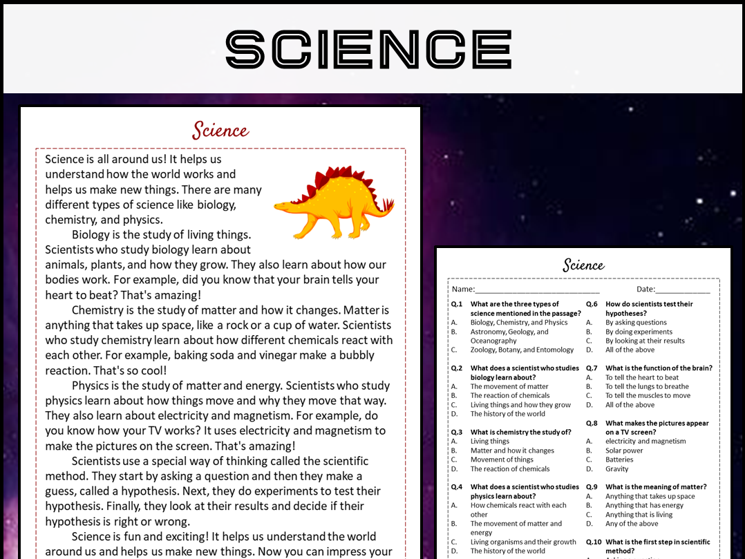 Scientific Reading Comprehension Worksheets