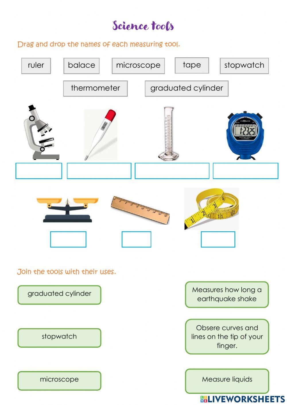 Printable Science Tools Worksheet
