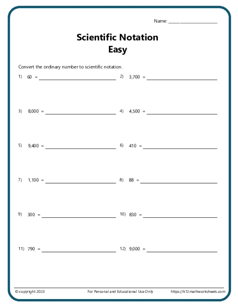 Scientific Notation Worksheets