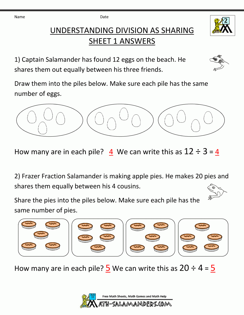 Second Grade Division Worksheets Second Grade Division Worksheets