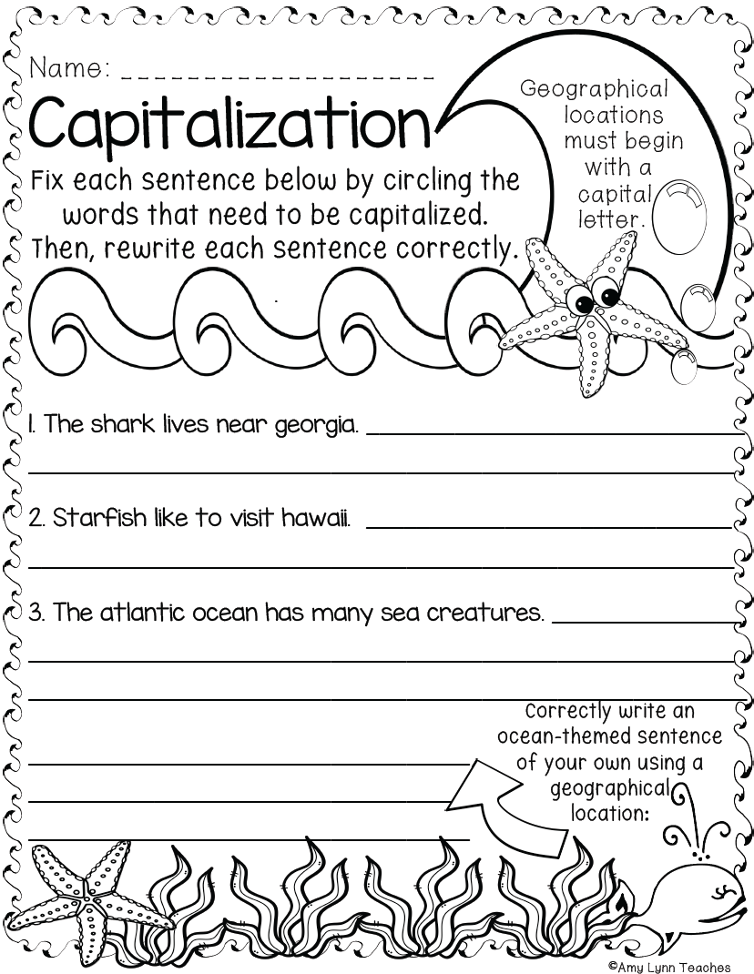 Second Grade Ocean Themed Worksheets 100 Standards Aligned Printables Worksheets Library