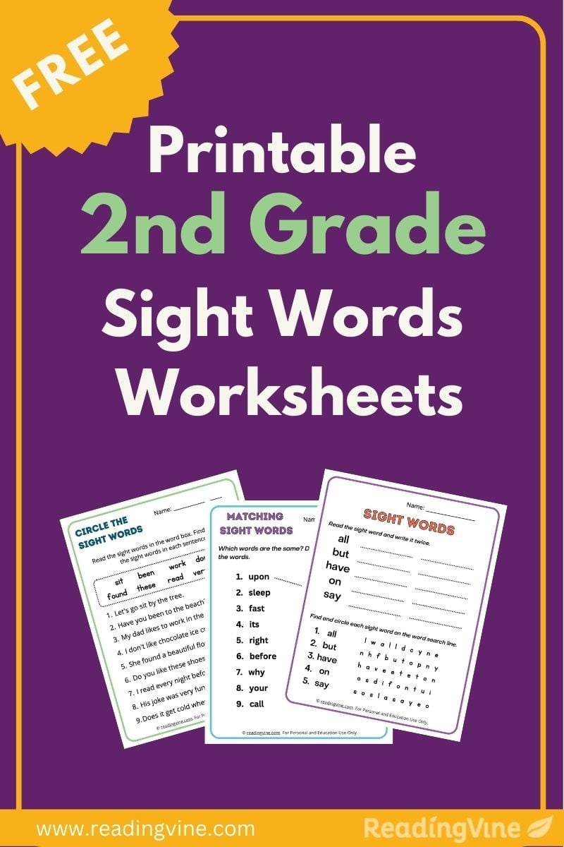 Sight Words Matching Worksheets Free Printable