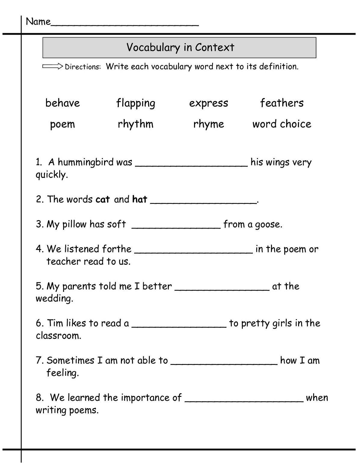 Second Grade Worksheets