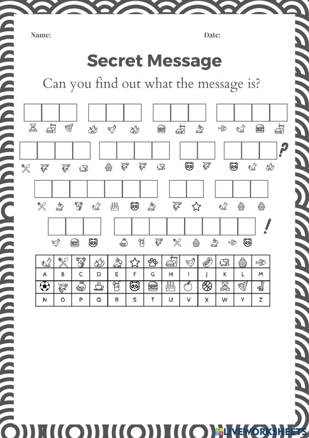 Secret Sentence Worksheet Printable Secret Sentence Worksheet Printable
