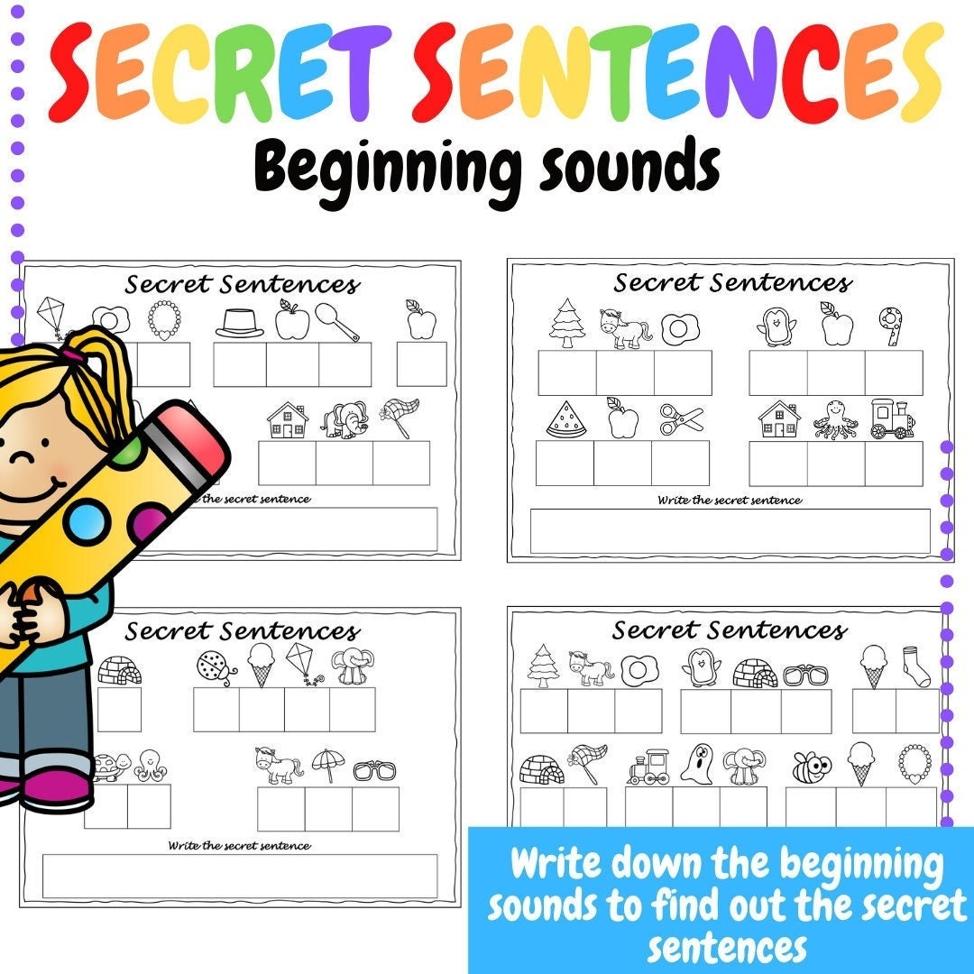 Secret Sentences Booklet Beginning Sounds Etsy Secret Sentences Booklet Beginning Sounds Etsy
