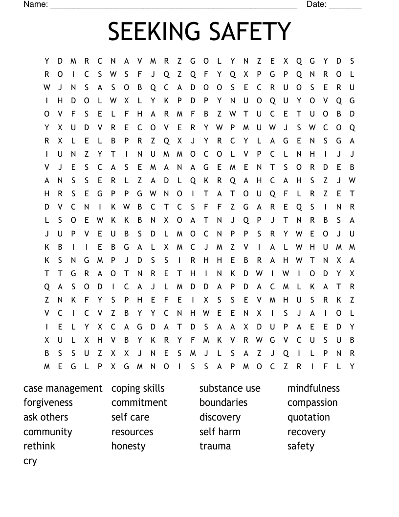 SEEKING SAFETY Word Search WordMint