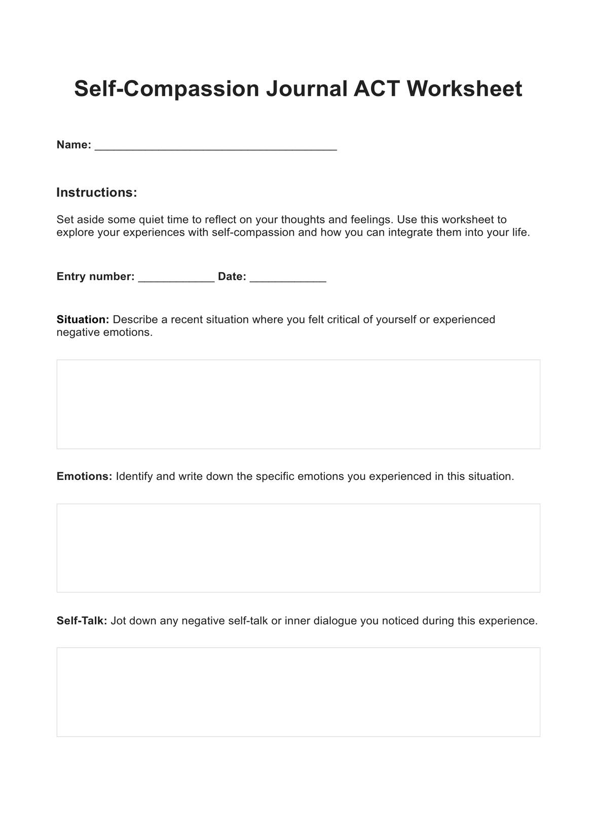 Printable Empathy Worksheets For Adults