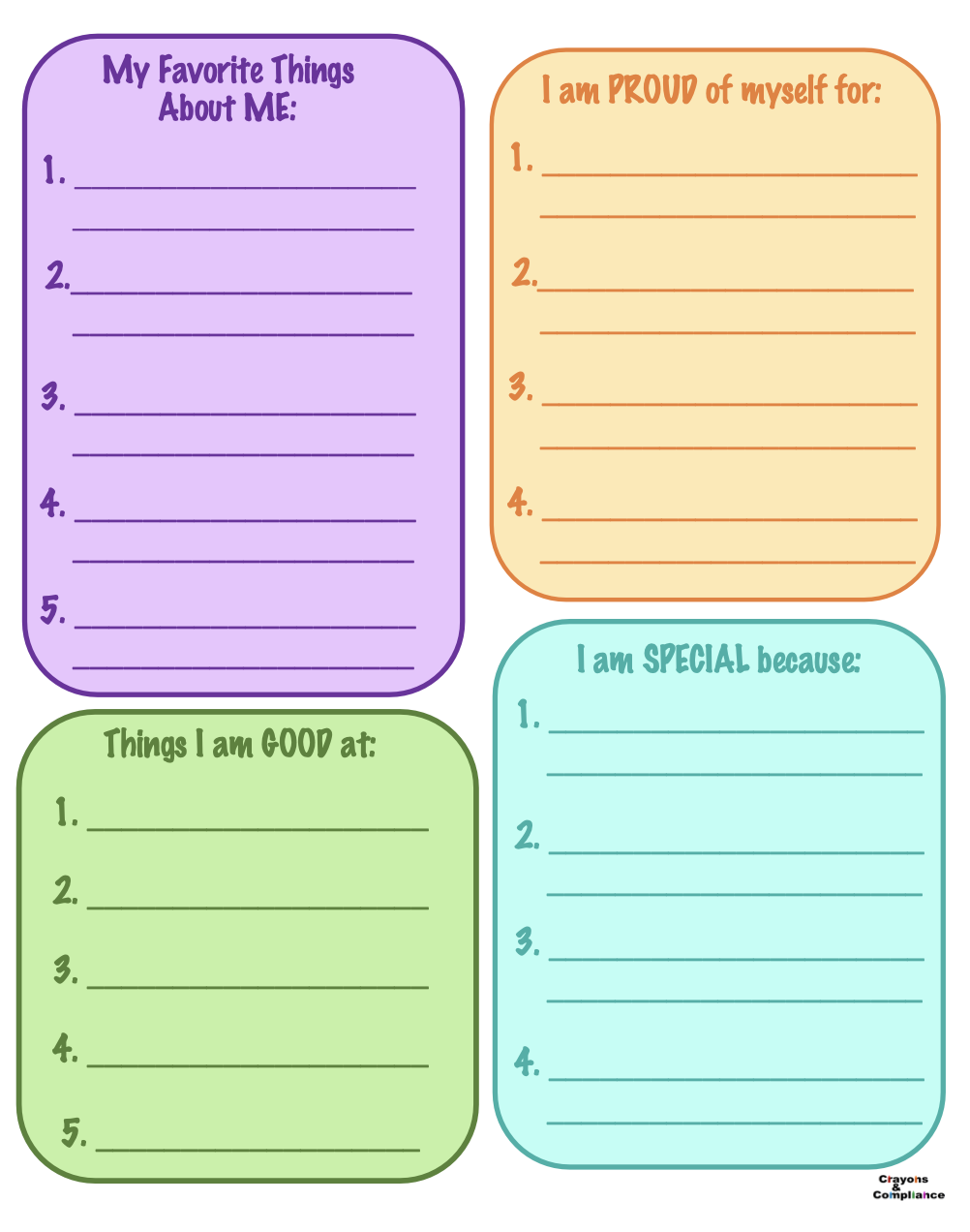 Self Esteem Daily Worksheet FREE Printable Krista H Counseling Self Esteem Daily Worksheet FREE Printable Krista H Counseling