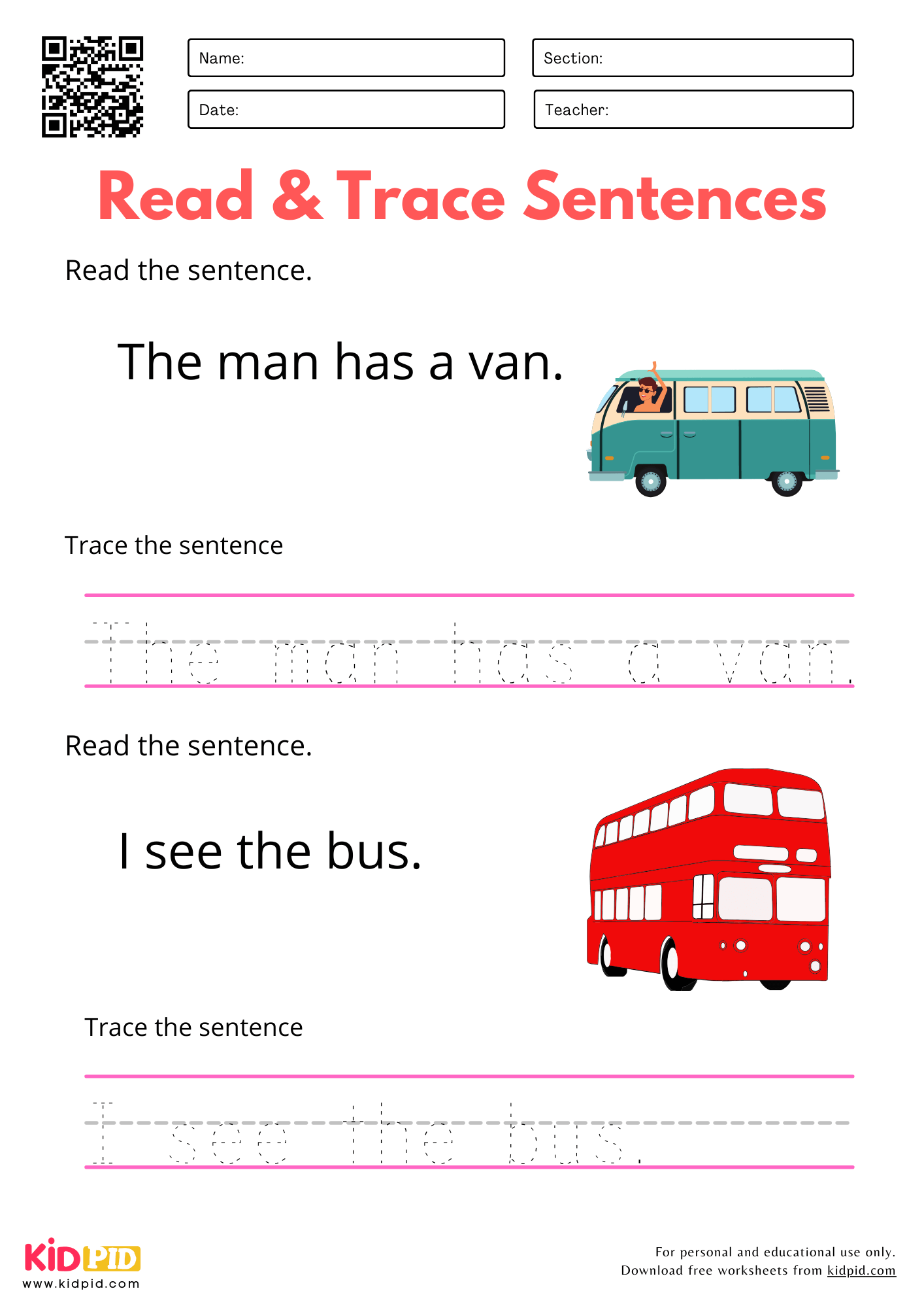Printable Sentence Tracing Worksheets For Kindergarten Printable Sentence Tracing Worksheets For Kindergarten