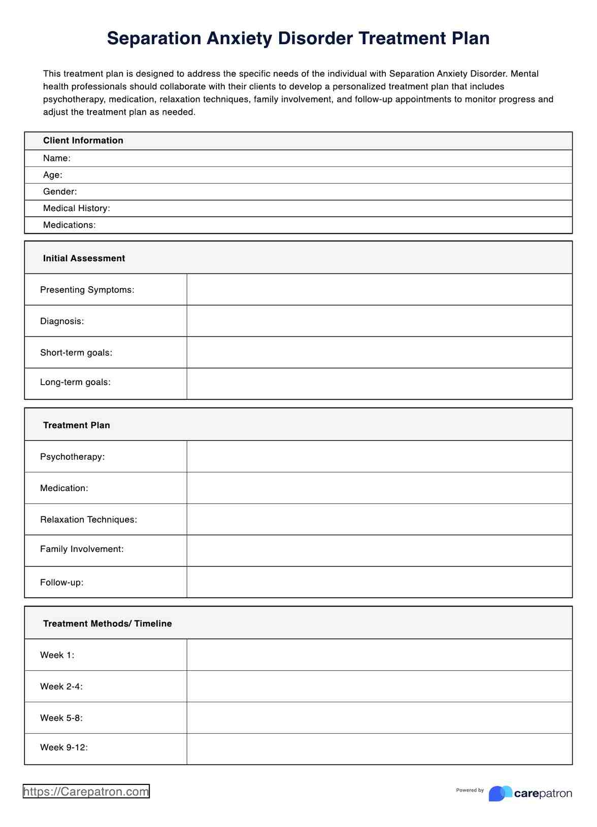 Separation Anxiety Disorder Treatment Plan Separation Anxiety Disorder Treatment Plan