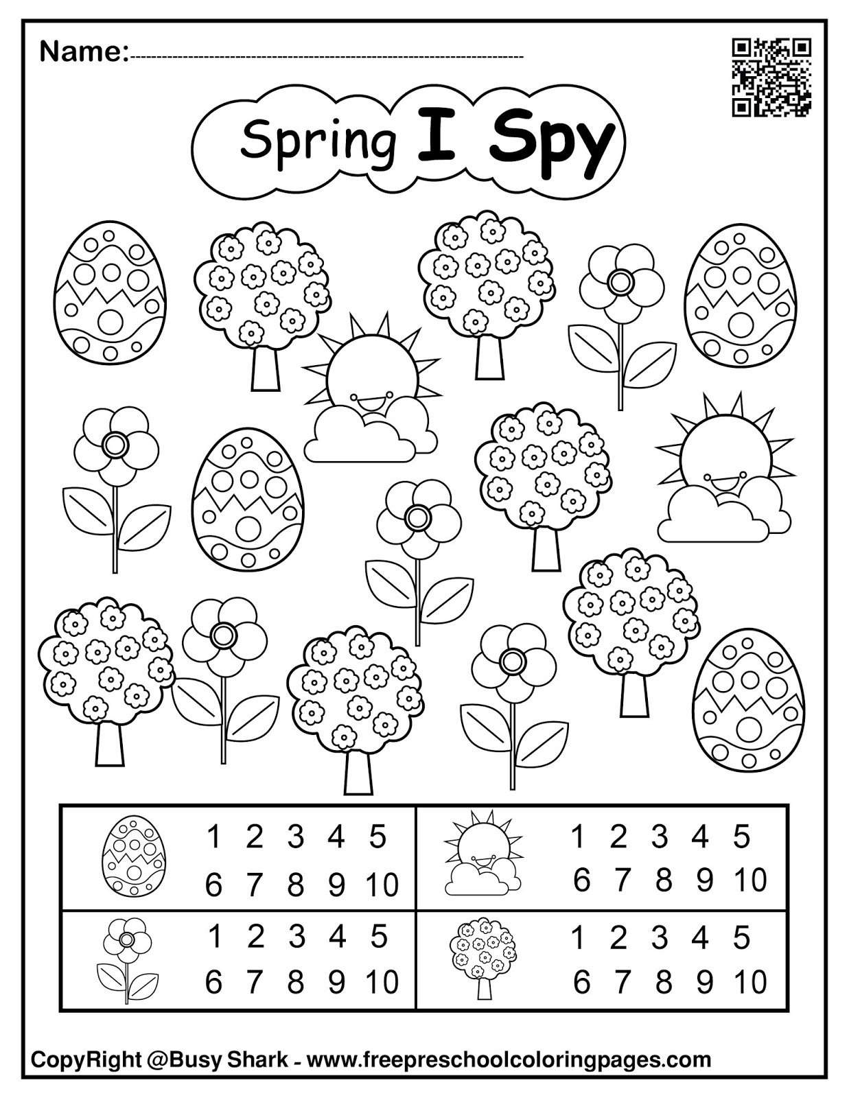 Set Of Spring I Spy Free Preschool Coloring Pages Easy Level Set Of Spring I Spy Free Preschool Coloring Pages Easy Level