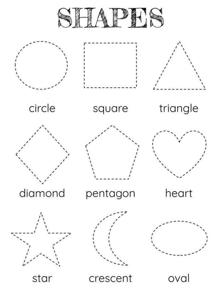 Shape Tracing Worksheet Montessori Shapes For Preschool Kindergarten PDF Etsy