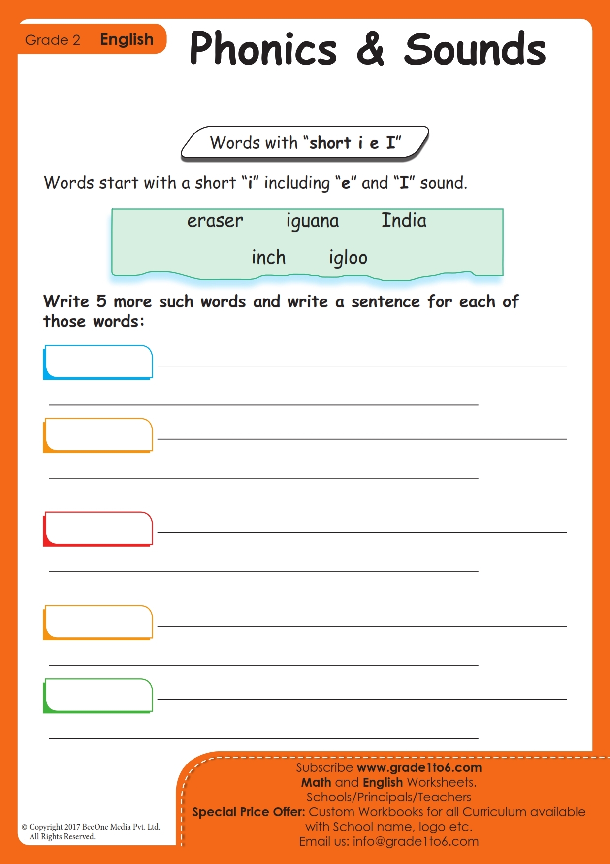 Short E And I Phonics Worksheet Grade1to6