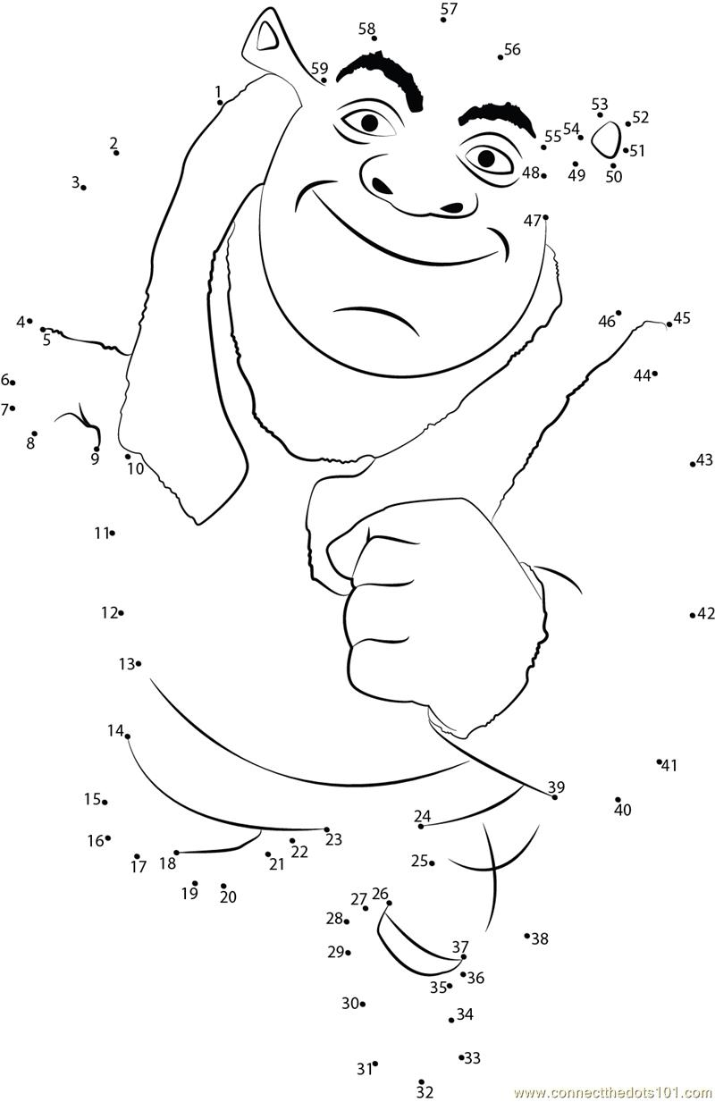 Shrek Running Dot To Dot Printable Worksheet Connect The Dots Shrek Running Dot To Dot Printable Worksheet Connect The Dots