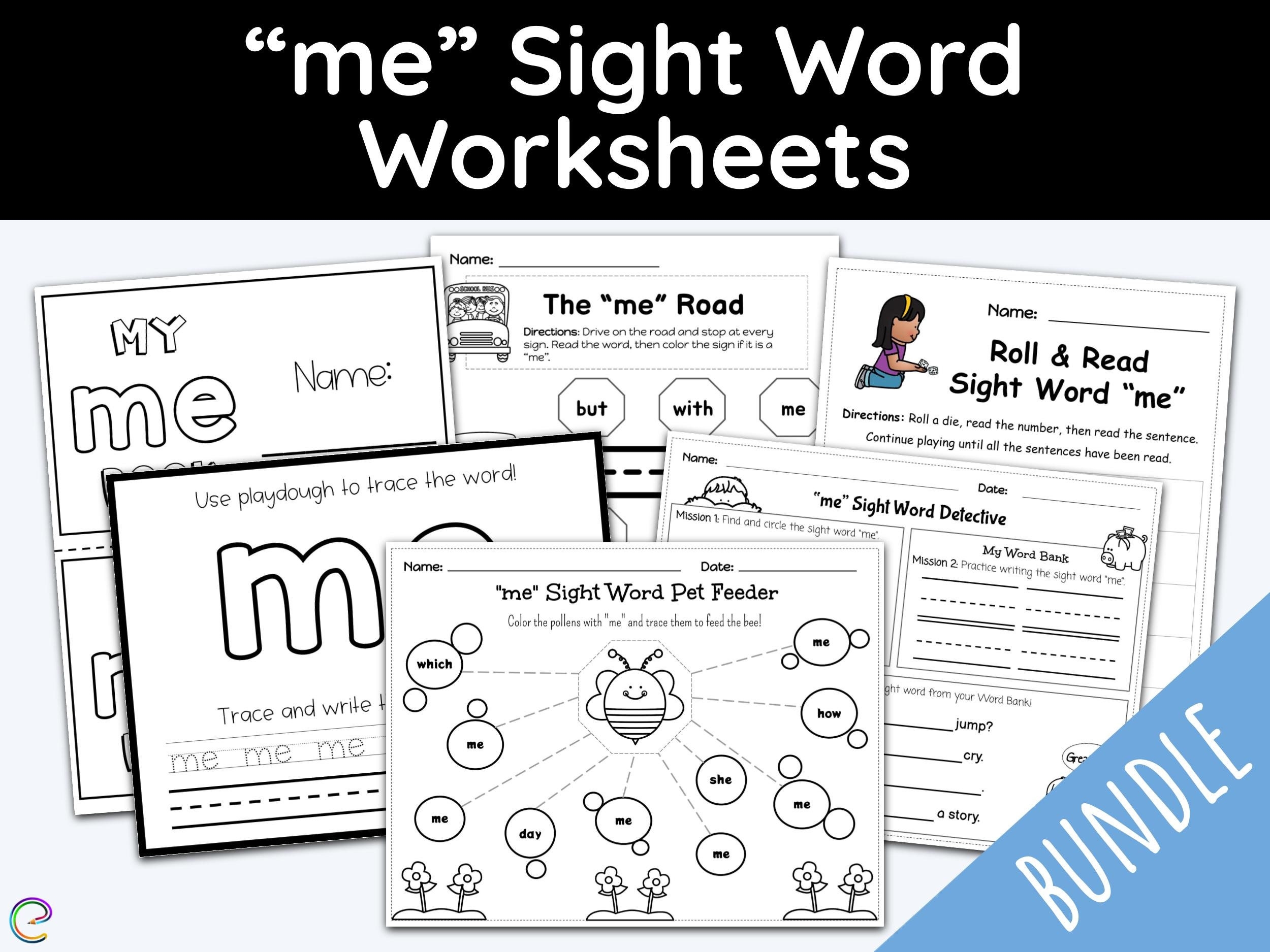 Sight Words Sight Word Me Kindergarten Worksheets Reading Printable First Grade Children Worksheets Homeschool Curriculum Etsy