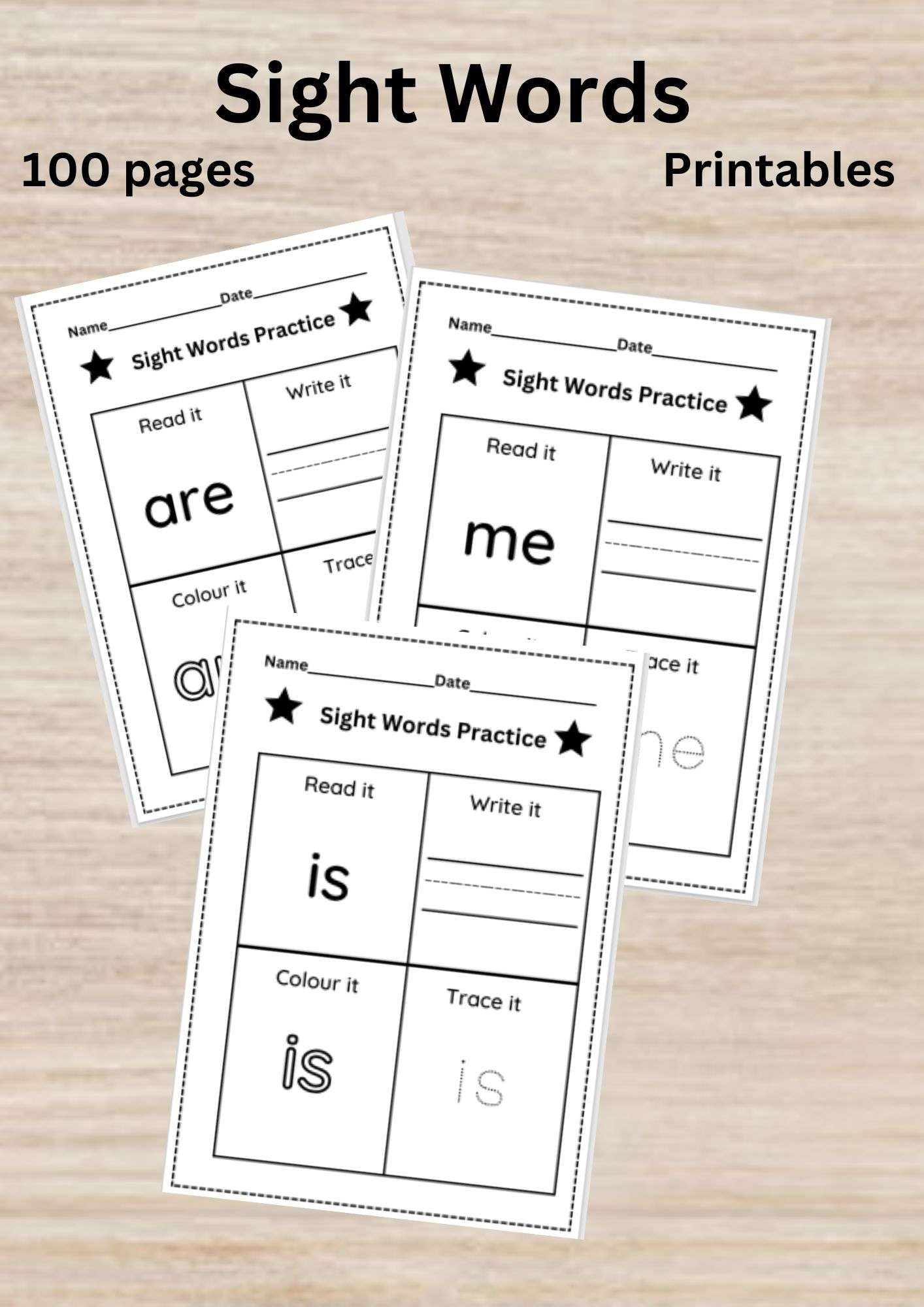 Simple Sight Word Worksheets For Kindergarten