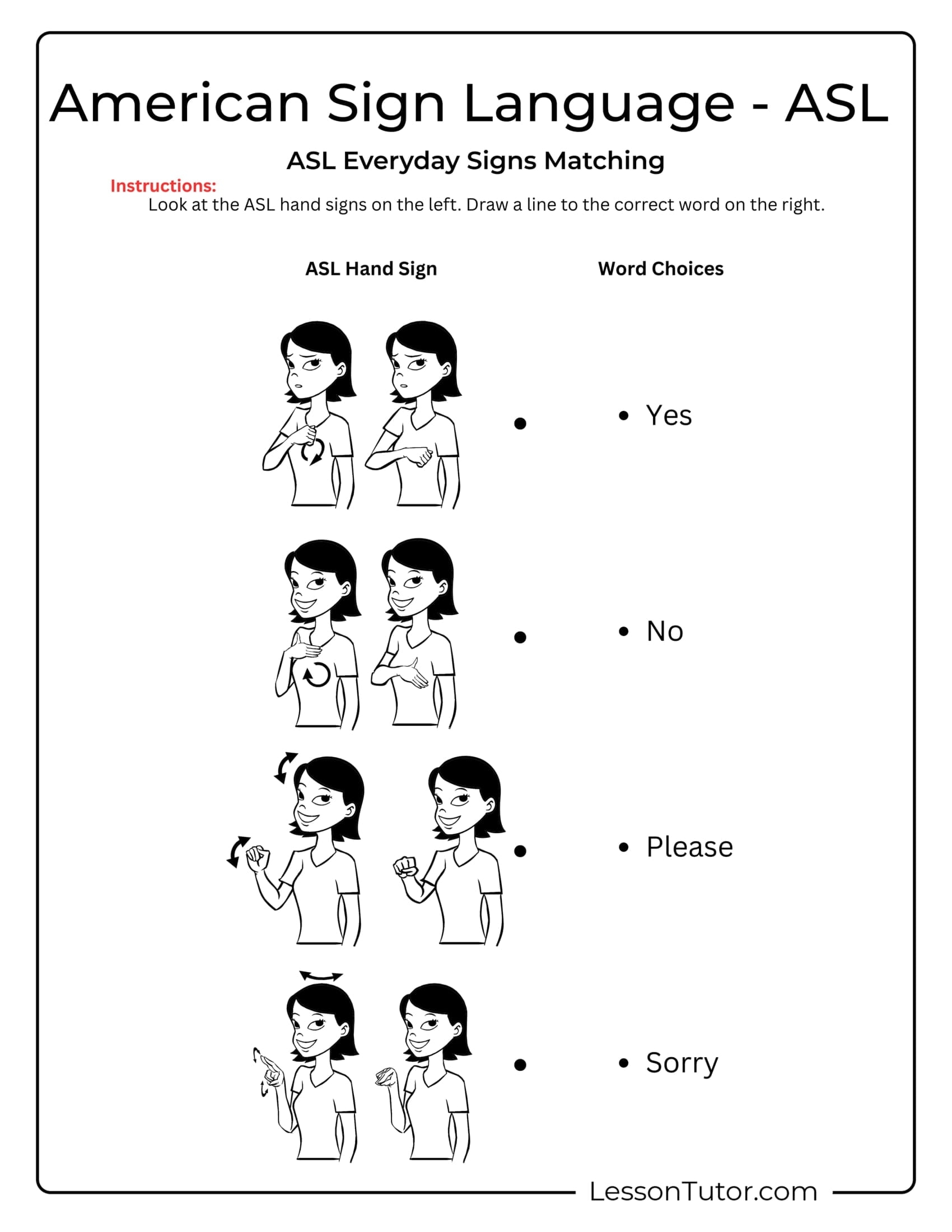 Sign Language Everyday Phrases Free Coloring Pages PDF Printables And Worksheets Lesson Tutor