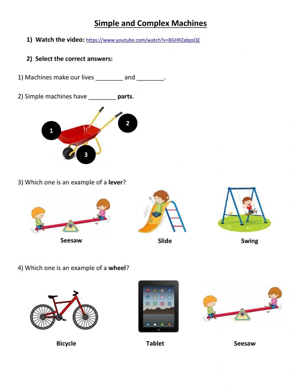 Simple And Complex Machines Live Worksheets Worksheets Library