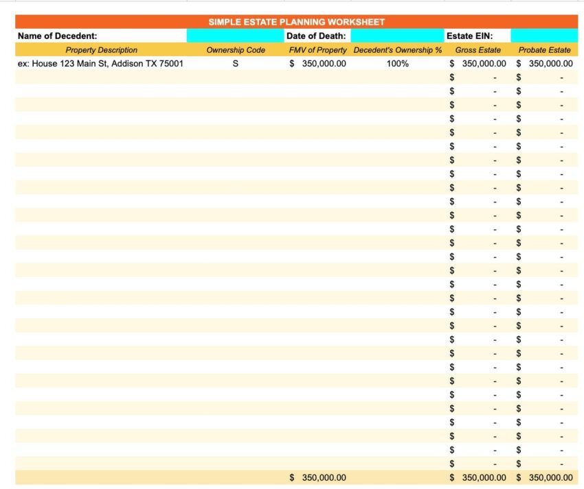 Simple Estate Planning Worksheet Printable Estate Inventory Worksheet Pdf Estate Inventory Form Estate Inventory Template Excel Sheet Etsy