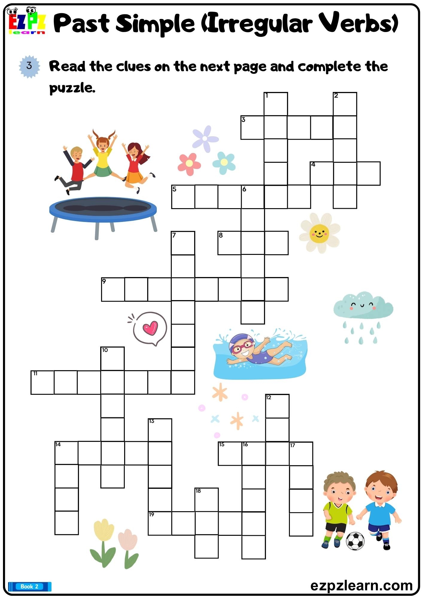 Simple Past Irregular Verbs Crossword Printable PDF Worksheet 