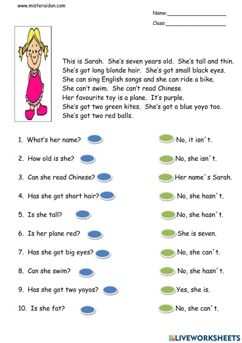 Simple Reading Comprehension Online Worksheet Live Worksheets Worksheets Library