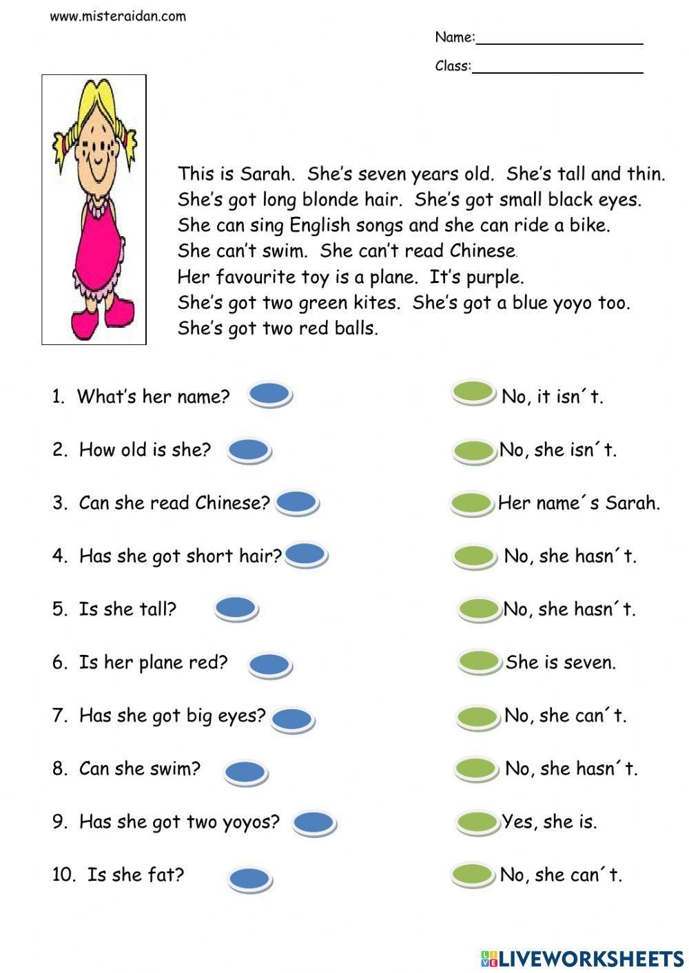 Simple Reading Comprehension Online Worksheet Live Worksheets Worksheets Library