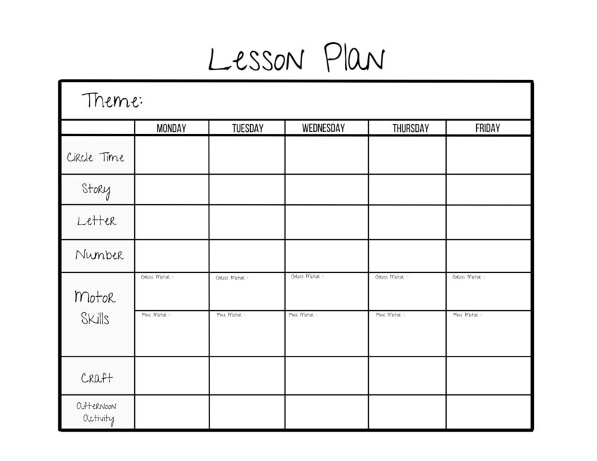 Simple Weekly Lesson Plan Template preschool prek Kindergarten
