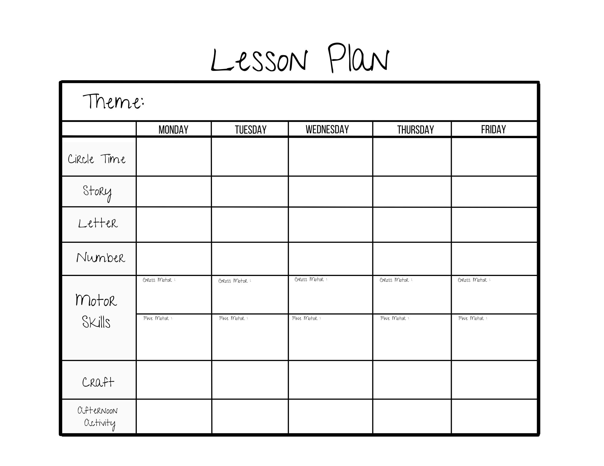 Simple Weekly Lesson Plan Template preschool prek Kindergarten Worksheets Library Simple Weekly Lesson Plan Template preschool prek Kindergarten Worksheets Library