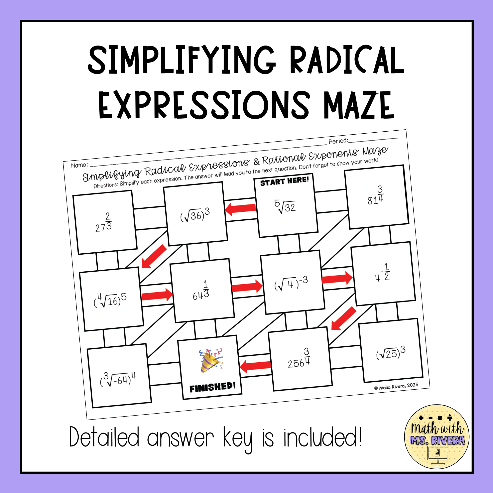 Simplifying Radical Expressions Maze Worksheet Made By Teachers Simplifying Radical Expressions Maze Worksheet Made By Teachers